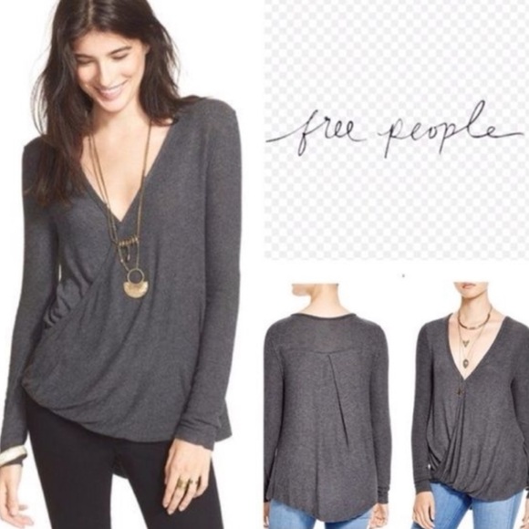 NEW Free People Knit Tunic Sz S Top We The Free Miss Rose Blue Gray Long Sleeve - Picture 1 of 14